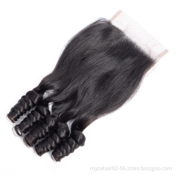 Virgin Cuticle Aligned Brazilian Human Hair Double Drawn Virgin Hair Fumi Loose Wave Bundles with Lace Closure